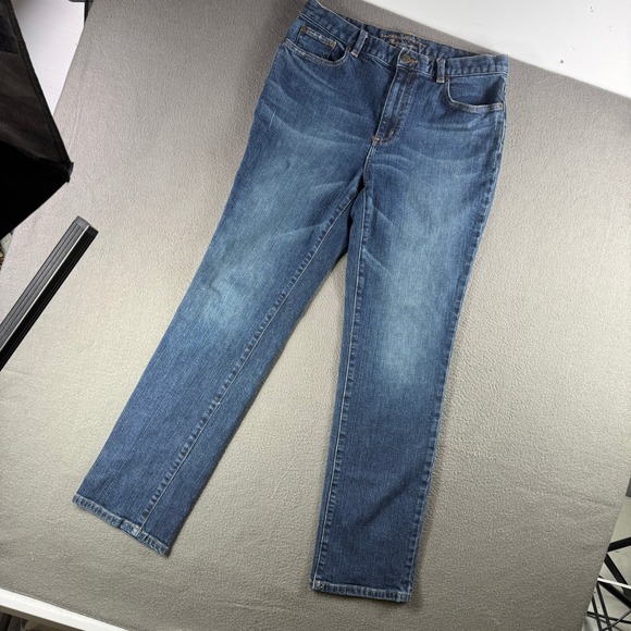 Lauren Ralph Lauren Jeans Women 8 Blue Wash Denim‎ Straight Leg Y2K Fade - Picture 2 of 13